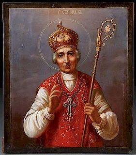 A SCARCE RUSSIAN ICON OF SAINT STANISLAUS, 19TH C