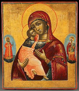 RUSSIAN ICON OF THE VLADIMIR MOG, LATE 18TH C