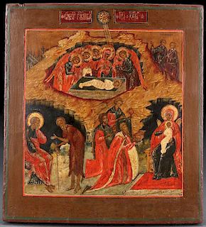 RUSSIAN ICON OF THE NATIVITY OF CHRIST
