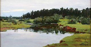 RUSSIAN OIL PAINTING, TIMKOV, CLEAR SUMMER DAY