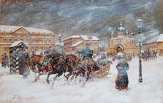 RUSSIAN OIL PAINTING, STYLE OF KUSTODIEV