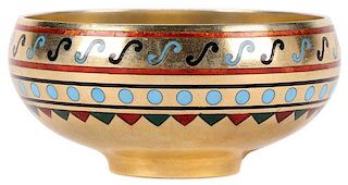 A RUSSIAN SILVER GILT AND CHAMPLEVÉ ENAMEL BOWL