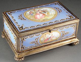 CONTINENTAL ENAMELED JEWELRY BOX, 19TH C