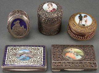 A GROUP OF FIVE CONTINENTAL BOXES