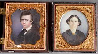 A PAIR OF FINELY PAINTED MINIATURE PORTRAITS