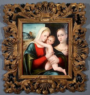 18TH CENTURY RELIGIOUS OIL PAINTING, MADONNA