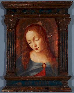 A BUST PORTRAIT OF THE VIRGIN IN TABERNACLE FRAME