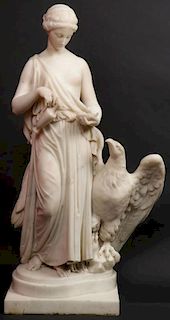 CARVED MARBLE FIGURE BY MARSHALL WOOD, 1871