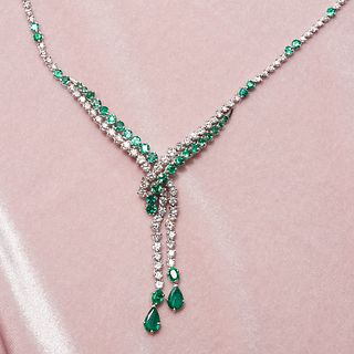 CERTIFICATED EMERALD AND DIAMOND NECKLACE