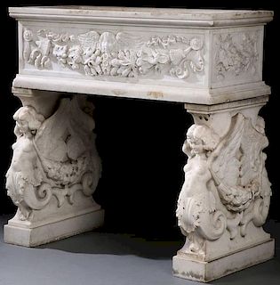 AN ITALIAN CARRERA CARVED MARBLE PLANTER, 19TH C