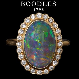 BOODLES, BLACK OPAL AND DIAMOND CLUSTER RING