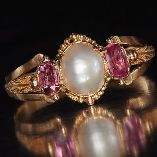 PEARL AND RUBY RING