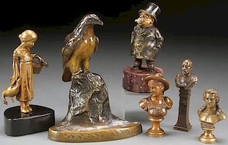 A GROUP OF SIX MOSTLY AUSTRIAN BRONZES, 19TH C