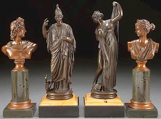 A GROUP OF CLASSICAL BRONZE SCULPTURES, 19TH C