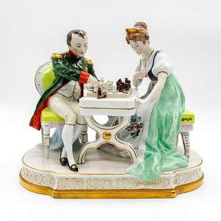 Antique Meissen Porcelain Sculpture, Playing Chess