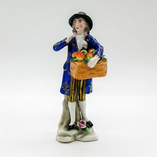 Antique Chelsea Miniature Figurine, Man with Apple Basket