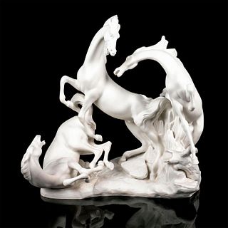 Lladro Figural Group Sculpture, Horses in White 1001022