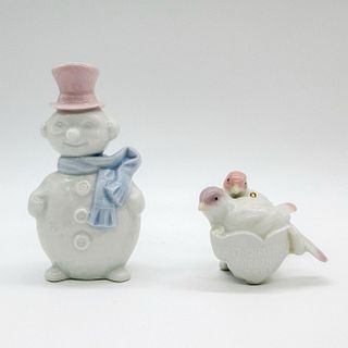 Pair of Lladro Ornaments, Snowman + Our Frist Christmas 1991