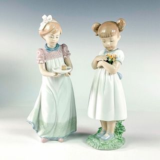 2pc Lladro Porcelain Figurines, Girls With Gifts