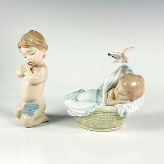 2pc Lladro Porcelain Figurines, Prayer & Sleep