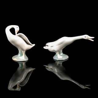 2pc Retired Lladro Porcelain Geese Figurines