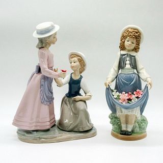 2pc Nao by Lladro Porcelain Flower Girl Figurines