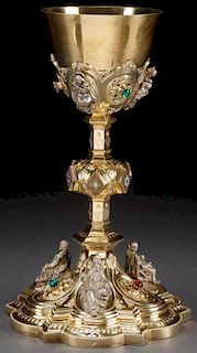 A VERY FINE FRENCH SILVER-GILT AND ENAMEL CHALICE