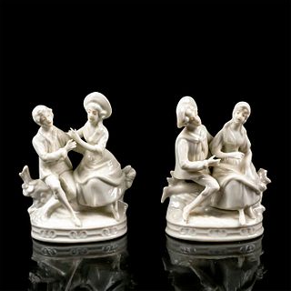 Pair of Antique Dresden Blanc de Chine Porcelain Figurines