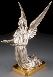 A SILVERED AND GILT BRONZE FIGURAL RELIQUARY