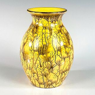 Mid-Century Dutch Hand Painted Porcelain Brass Rim Vase