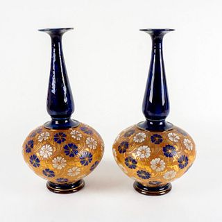 Pair of Antique Royal Doulton & Slaters Chine Ware Vases