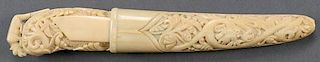 A VERY FINE CONTINENTAL CARVED IVORY DAGGER