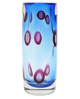 Attb. Anzolo Fuga For Avem Murano Cobalt Cylindrical Vase