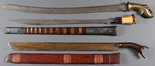 A GROUP OF THREE ASIAN EDGED WEAPONS, INDONESIA