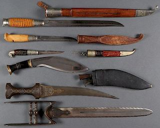 AN INTERESTING GROUP OF SIX VARIOUS EDGED WEAPONS