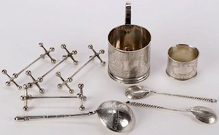 A GROUP OF NINE RUSSIAN SILVER ITEMS, MOSCOW