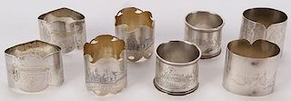 FOUR PAIRS OF MATCHING RUSSIAN SILVER NAPKIN RING
