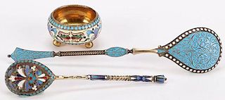 A GROUP OF RUSSIAN SILVER AND ENAMEL, MOSCOW