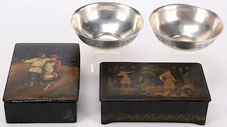 A PAIR OF RUSSIAN LACQUER BOXES, CIRCA 1900-1950