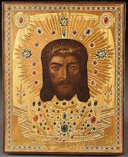 A RUSSIAN ICON OF THE HOLY VISAGE, CIRCA 1890