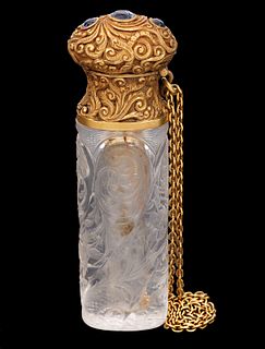 Antique 18K YG, Sapphire & Rock Crystal Bottle