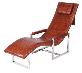 Attr. Ralph Lauren Leather & Chrome Lounge Chair