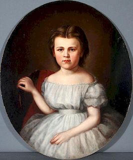 A 19TH CENTURY AMERICAN OIL PORTRAIT PAINTING