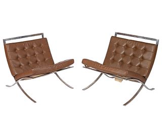 Pair Vintage Barcelona Chairs by Knoll