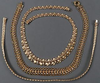 THREE 14KT GOLD NECKLACES, CONTEMPORARY