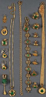 A 17 PIECE 24KT JEWELRY GROUP, MOST LIKELY ASIAN