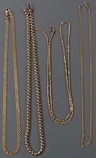 FOUR 14KT GOLD NECKLACES, CONTEMPORARY