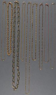TEN 14KT GOLD CHAINS, CONTEMPORARY