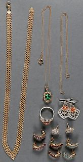 A 14 PIECE GROUP OF 10KT GOLD JEWELRY