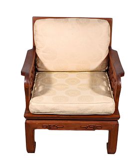 Mid Century Carved Chinese Armchair